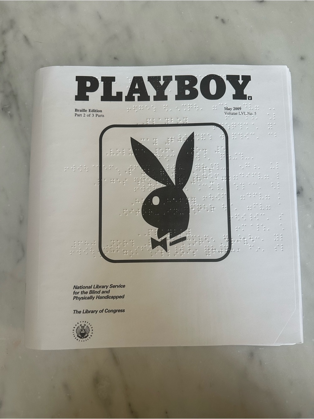 2009 PLAYBOY White and Black Braille Magazine Volume LVI No. 5 Book 2 of 3